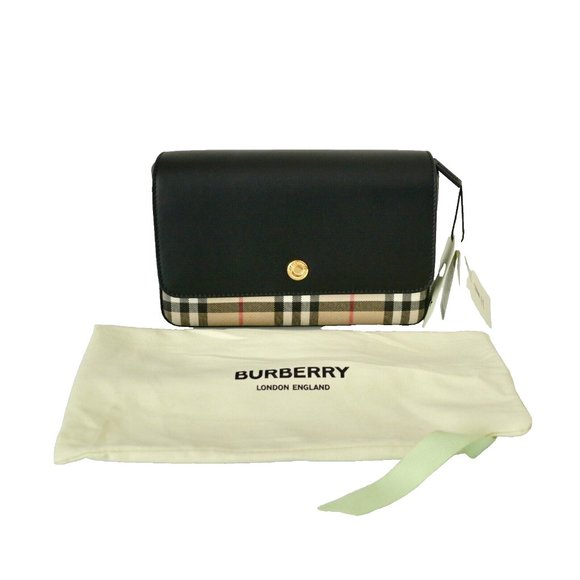 NWT BURBERRY VINTAGE CHECK LEATHER HAMPSHIRE CROSSBODY BAG CLUTCH - Picture 2 of 9